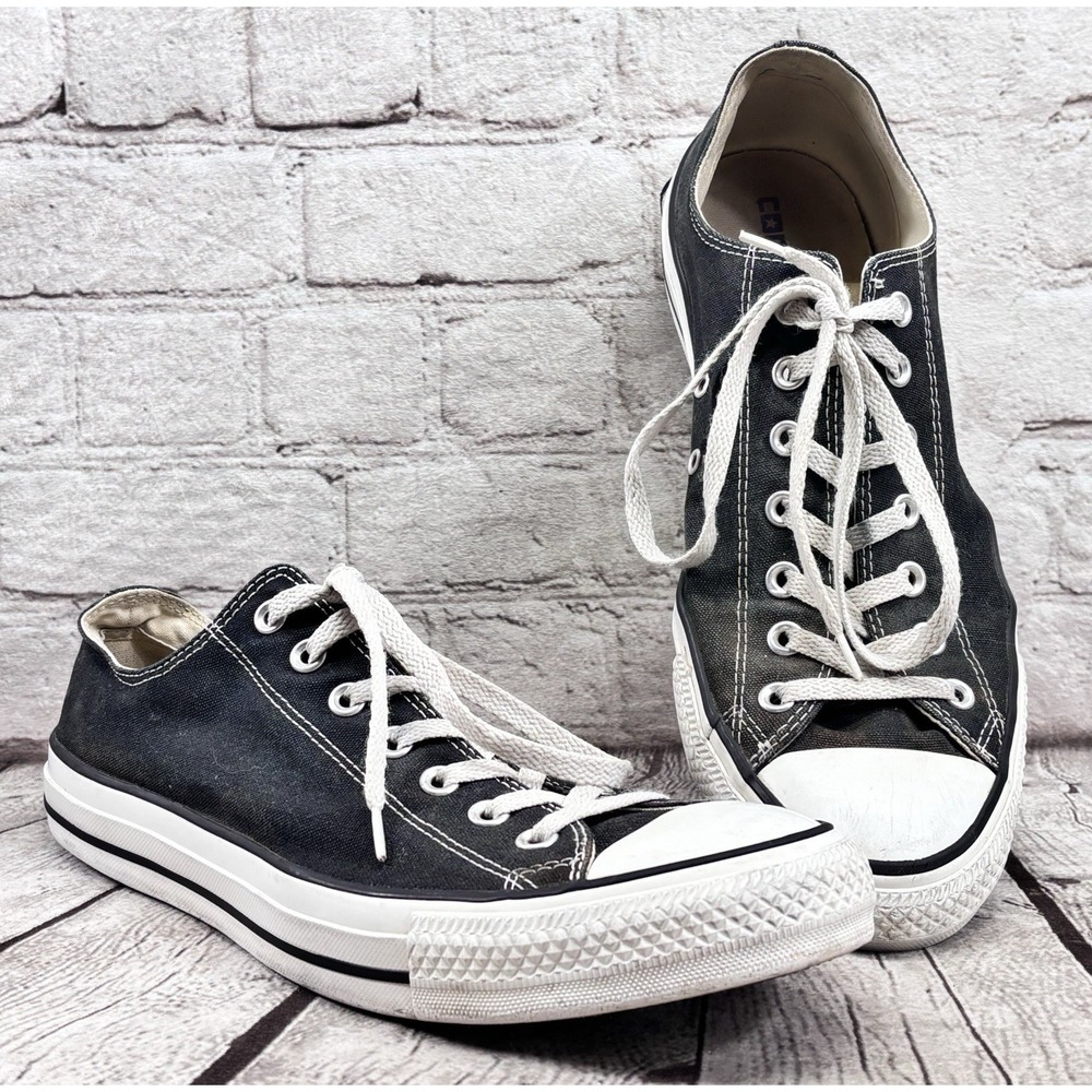 Converse All Star Low Top Sneakers Black Canvas Size 12 Men 14 Women X9166